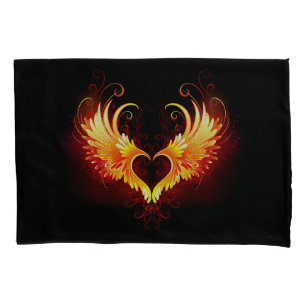 Angel Fire Heart with Wings Pillowcase