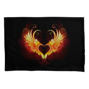 Angel Fire Heart with Wings Pillowcase