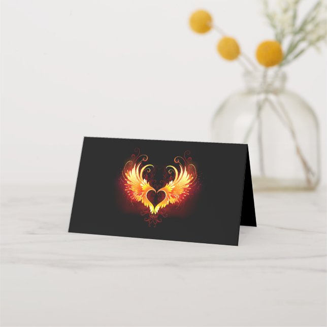 Angel Fire Heart with Wings Place Card (Front)