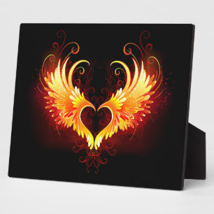 Angel Fire Heart with Wings Plaque
