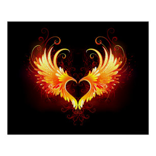 Angel Fire Heart with Wings Poster