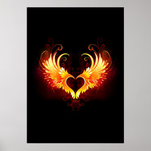 Angel Fire Heart with Wings Poster
