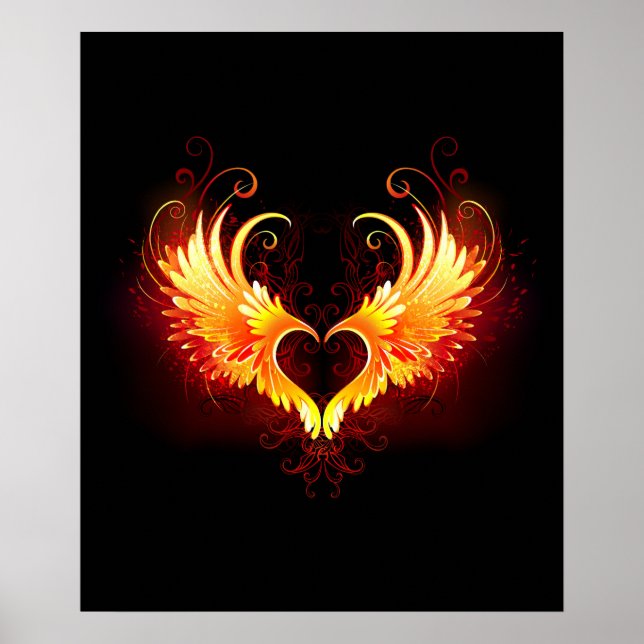 Angel Fire Heart with Wings Poster (Front)