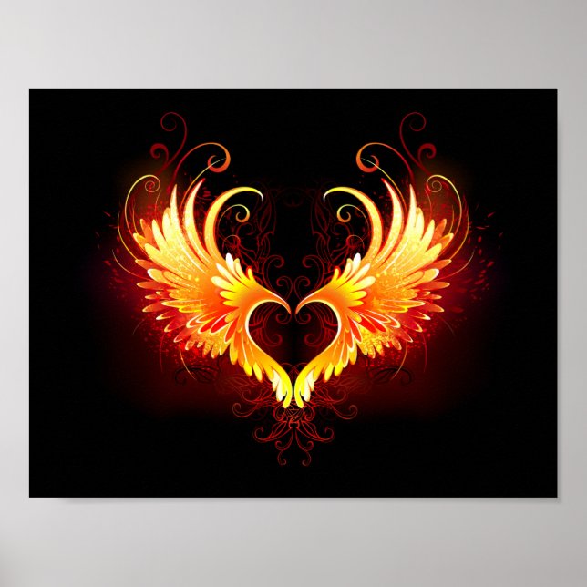 Angel Fire Heart with Wings Poster (Front)