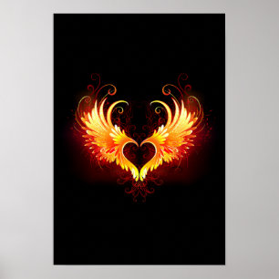 Angel Fire Heart with Wings Poster