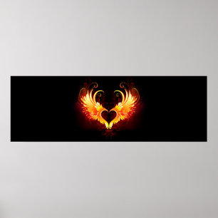 Angel Fire Heart with Wings Poster