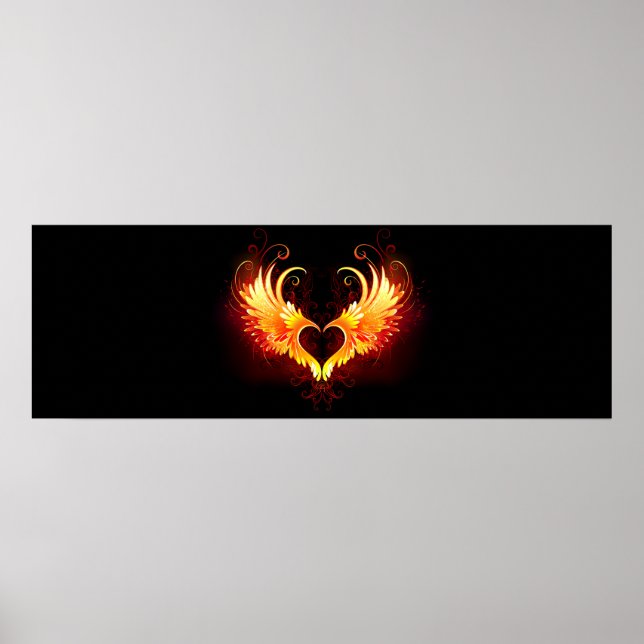 Angel Fire Heart with Wings Poster (Front)