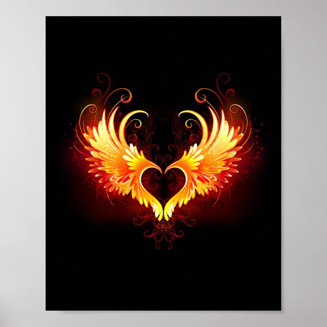 Angel Fire Heart with Wings Poster (Front)