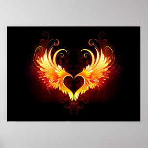 Angel Fire Heart with Wings Poster