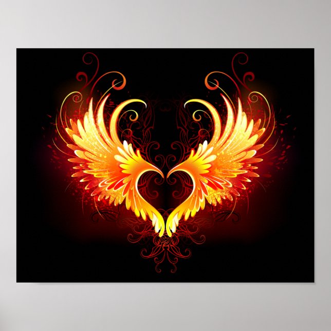 Angel Fire Heart with Wings Poster (Front)