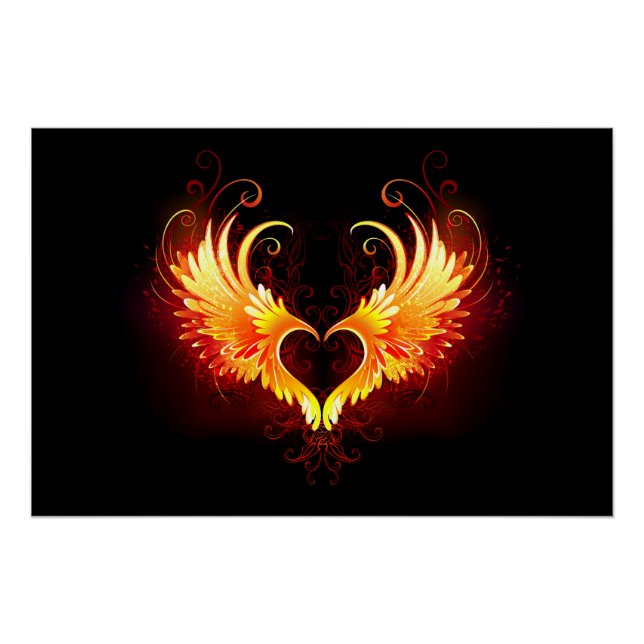 Angel Fire Heart with Wings Poster (Front)