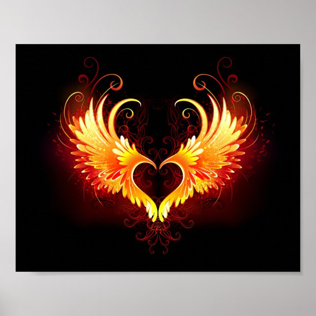 Angel Fire Heart with Wings Poster (Front)