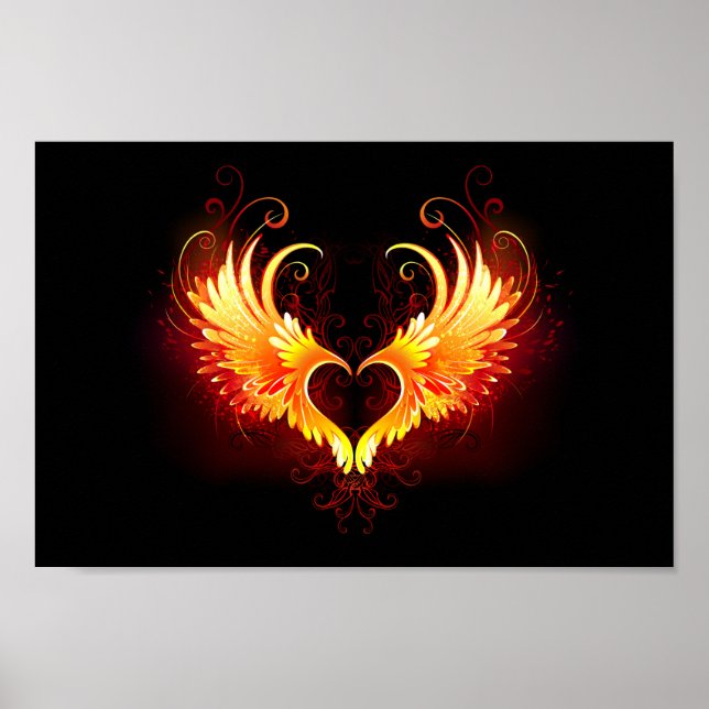 Angel Fire Heart with Wings Poster (Front)