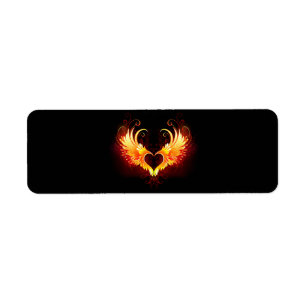 Angel Fire Heart with Wings Return Address Label