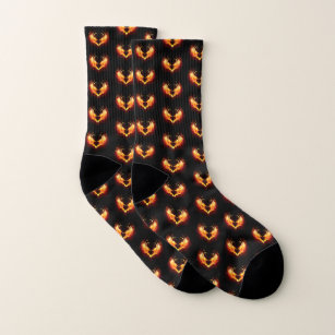 Angel Fire Heart with Wings Socks