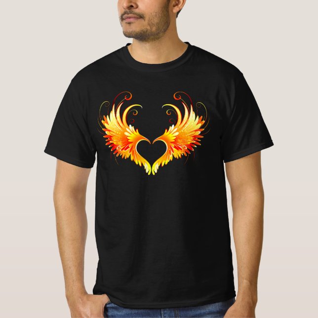 Angel Fire Heart with Wings T-Shirt (Front)