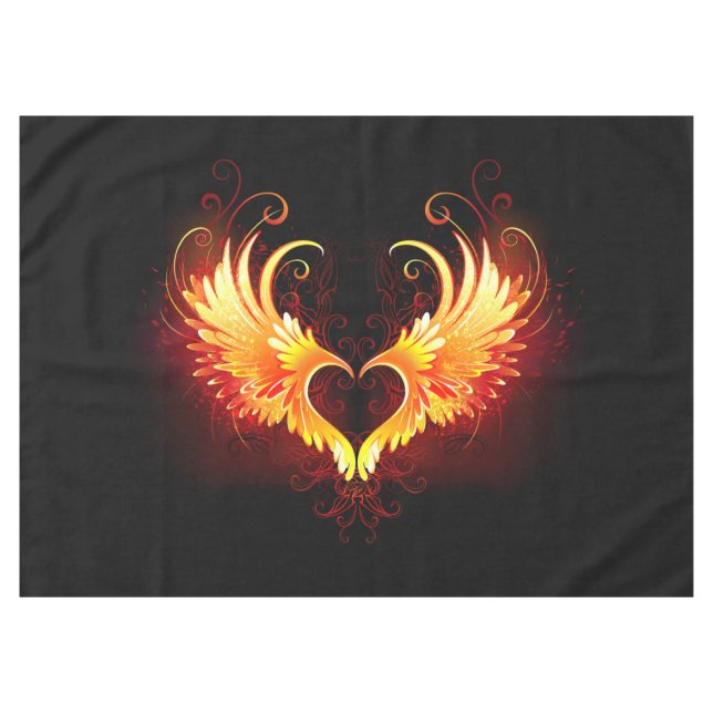 Angel Fire Heart with Wings Tablecloth (Front (Horizontal))
