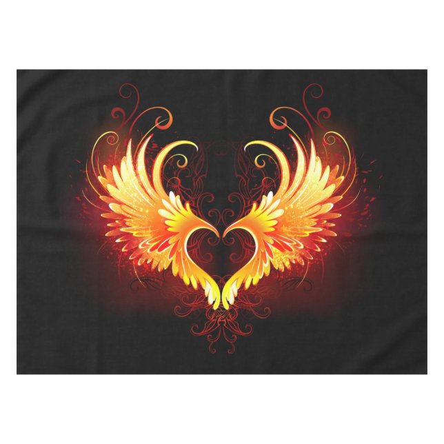 Angel Fire Heart with Wings Tablecloth (Front (Horizontal))