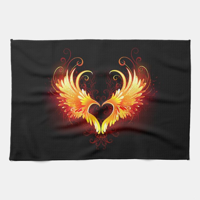 Angel Fire Heart with Wings Tea Towel (Horizontal)