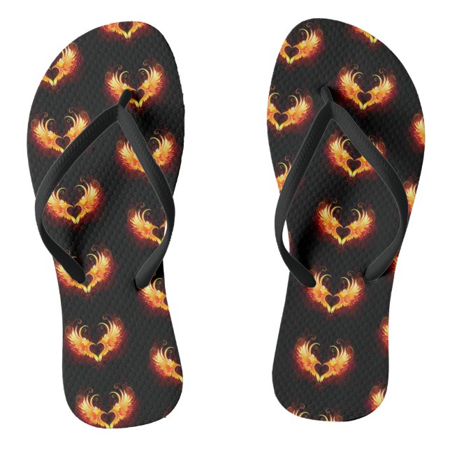 Angel Fire Heart with Wings Thongs (Footbed)