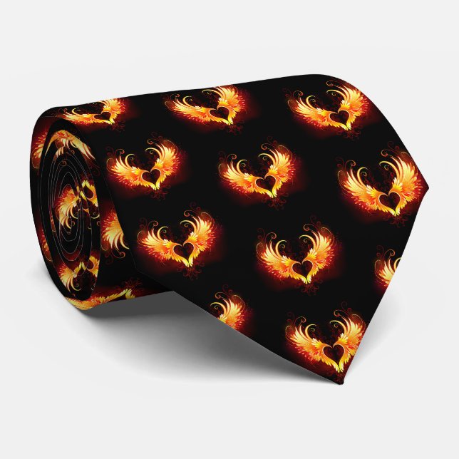 Angel Fire Heart with Wings Tie (Rolled)