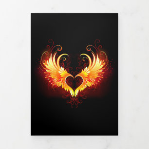 Angel Fire Heart with Wings Tri-Fold Card