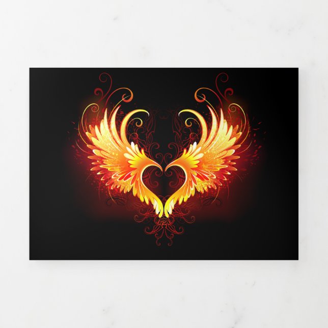 Angel Fire Heart with Wings Tri-Fold Invitation (Cover)