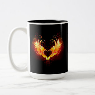 Angel Fire Heart with Wings Two-Tone Coffee Mug