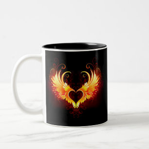 Angel Fire Heart with Wings Two-Tone Coffee Mug