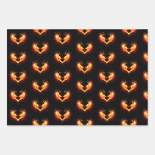 Angel Fire Heart with Wings Wrapping Paper Sheet