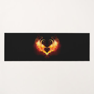 Angel Fire Heart with Wings Yoga Mat