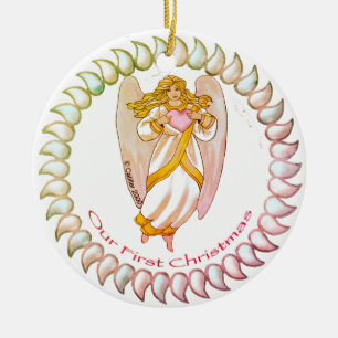 Angel First Christmas Ceramic Ornament