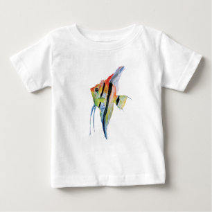 Angel Fish Butterflies Toddler Ruffle Tee, White Baby T-Shirt