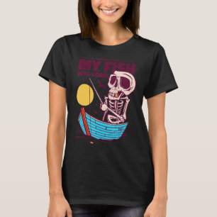 Angel fishing boat skeleton skull angler T-Shirt