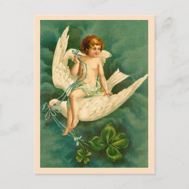 Angel Flying on a Dove - St Patrick's Day Postcard (Front)