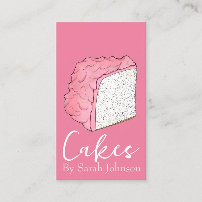 Angel Food Cake Slice Baker Bakery Pastry Chef Business Card (Front)
