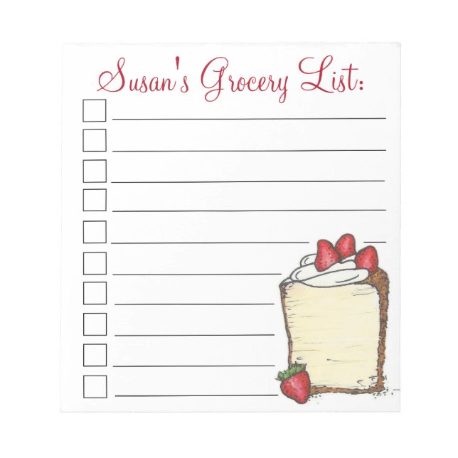 Angel Food Cake Slice Personalised Grocery List Notepad (Front)
