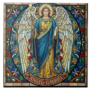 Angel Gabriel Stained Glass Style Archangel Art Ceramic Tile