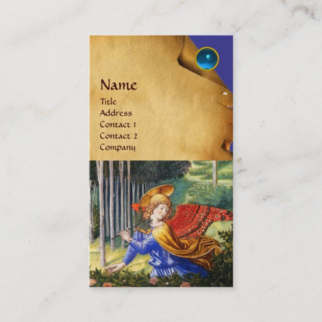 Angel Gathering Flowers in a Heavenly Landscape Business Card (Front)