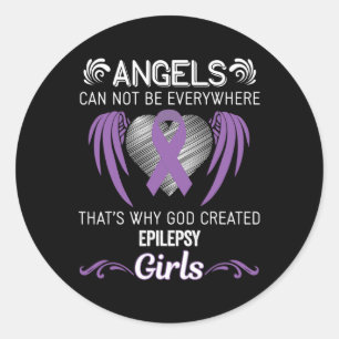 Angel Girl- Epilepsy Awareness Supporter Ribbon Classic Round Sticker