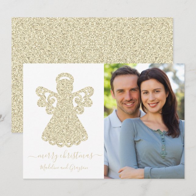 Angel Gold Glitter Flat Card (Front/Back)