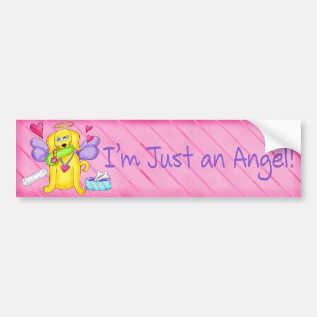Angel Golden Yellow Dog with Shoe Bumper Sticker (Front)
