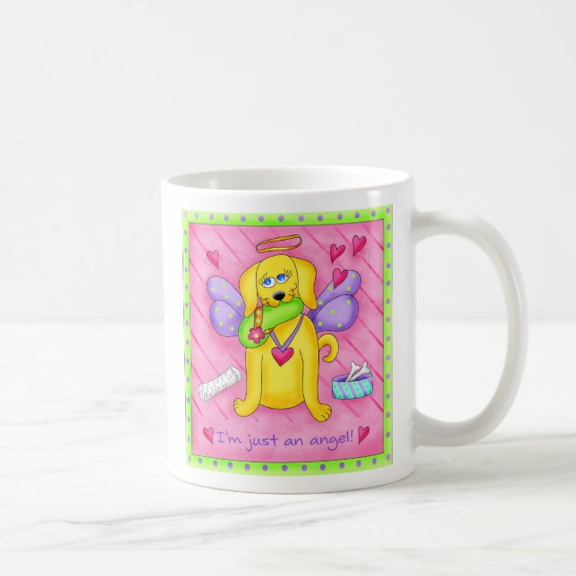 Angel Golden Yellow Dog with Shoe Coffee Mug (Right)