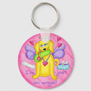 Angel Golden Yellow Dog with Shoe Key Ring