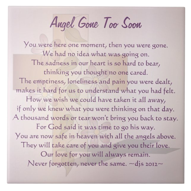 Angel Gone Too Soon Ceramic Tile (Front)