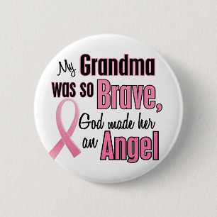Angel GRANDMA Breast Cancer T-Shirts & Apparel 6 Cm Round Badge