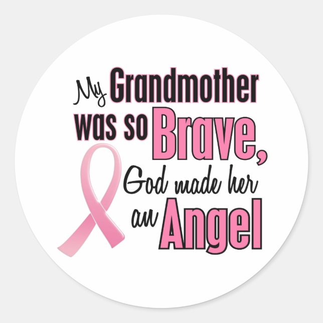 Angel GRANDMOTHER Breast Cancer T-Shirts & Apparel Classic Round Sticker (Front)