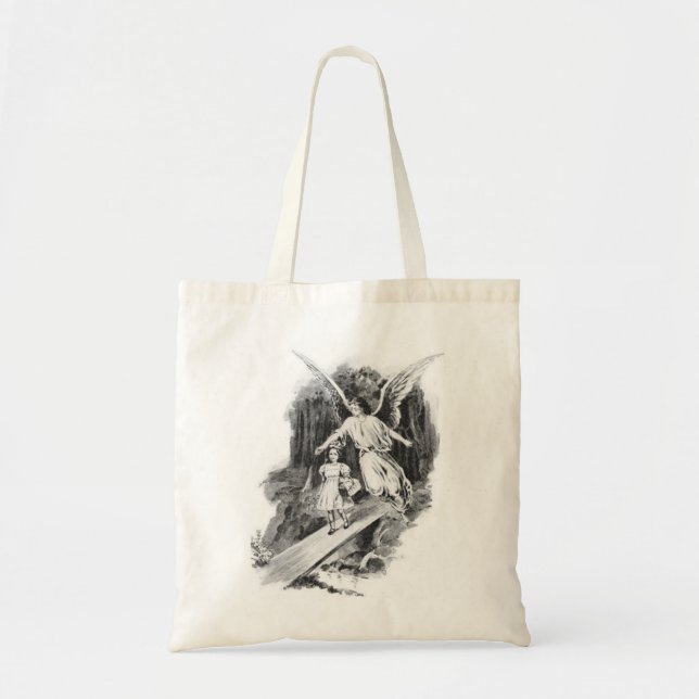 Angel Guarding A Girl Child Tote Bag (Front)