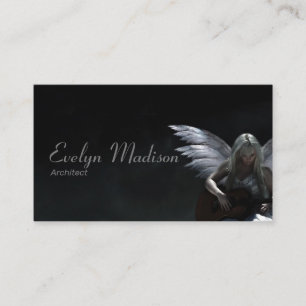 angel guitar music dark white business card
