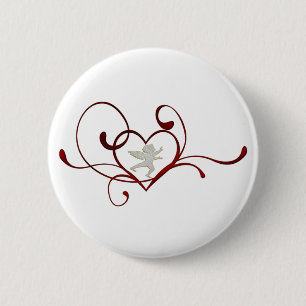 Angel heart 6 cm round badge